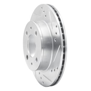 Dodge ATOS Brake Rotor (1) - Front Right - R1 Concepts - Drilled & Slotted - Silver - `98-`12